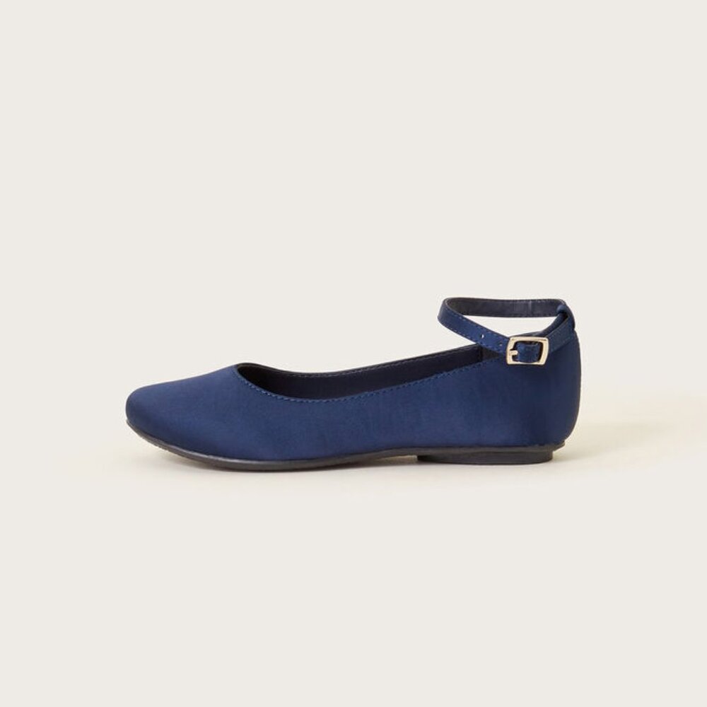 Navy Blue Ankle Strap Ballet Shoes